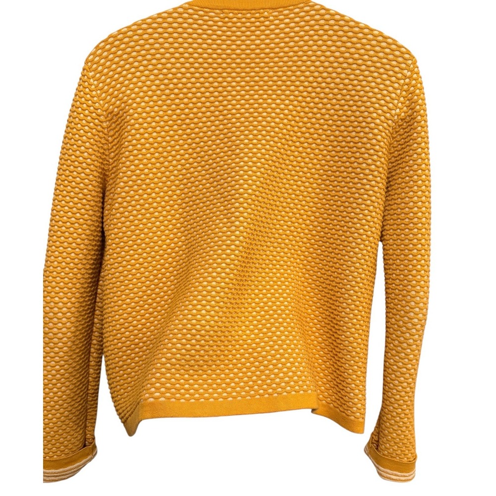 Monoprix Femme France Women Sweater L Honeycomb Full Zip Mustard - Picture 7 of 9